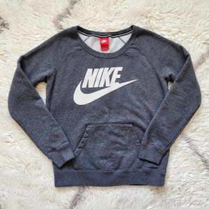 NIKE Athletic Grey Pullover Sweatshirt Heathered Charcoal Sz S Vintage Retro
